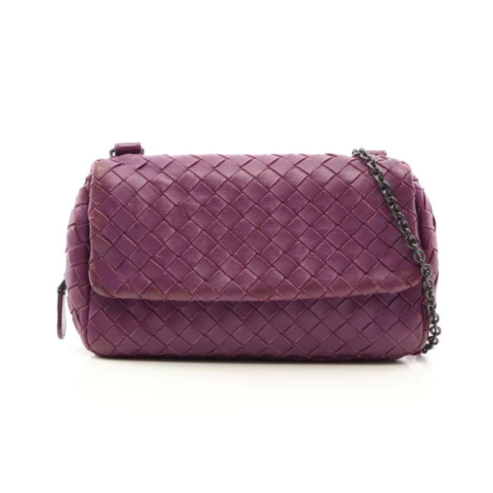 Bottega Veneta Intrecciato Shoulder Bag Leather Purple